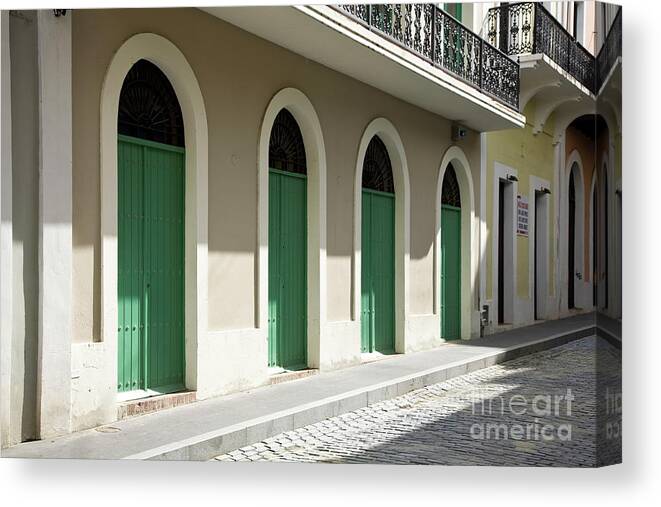 Green Canvas Print featuring the photograph Green Doors by Timothy Johnson