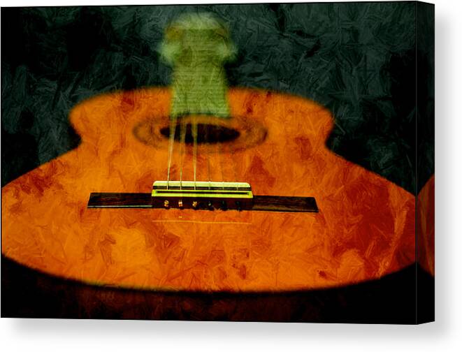 Guitar Canvas Print featuring the photograph Green face by Ricardo Dominguez