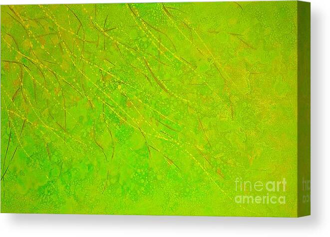 Abstract Canvas Print featuring the painting Green rain by Wonju Hulse