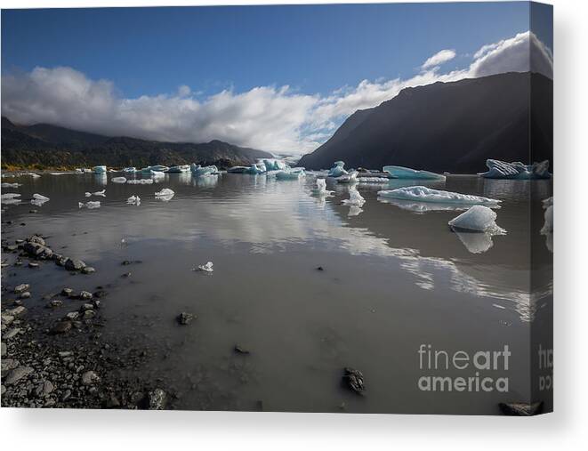Grewingk Glacier Lake Canvas Print featuring the photograph Grewingk Glacier Lake by Eva Lechner