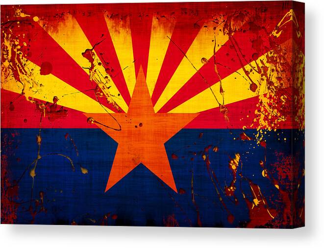 Arizona Canvas Print featuring the photograph Grunge and Splatter Arizona Flag by David G Paul