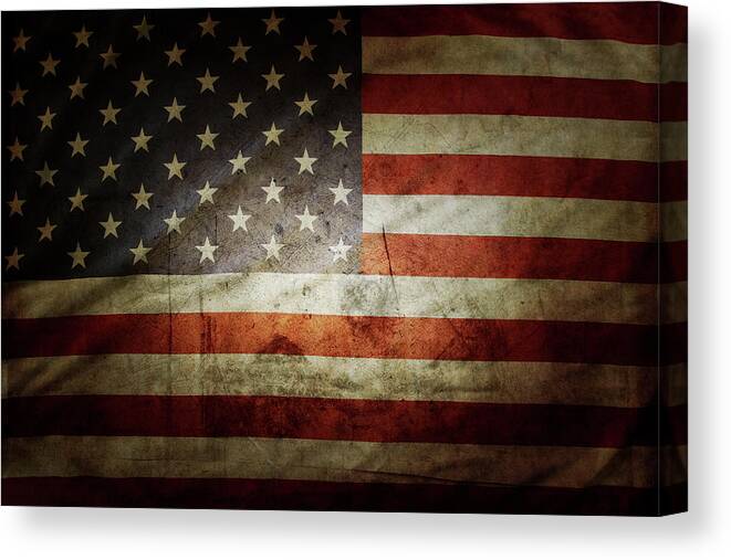 American Flag Canvas Print featuring the photograph Grunge USA flag 3 by Les Cunliffe