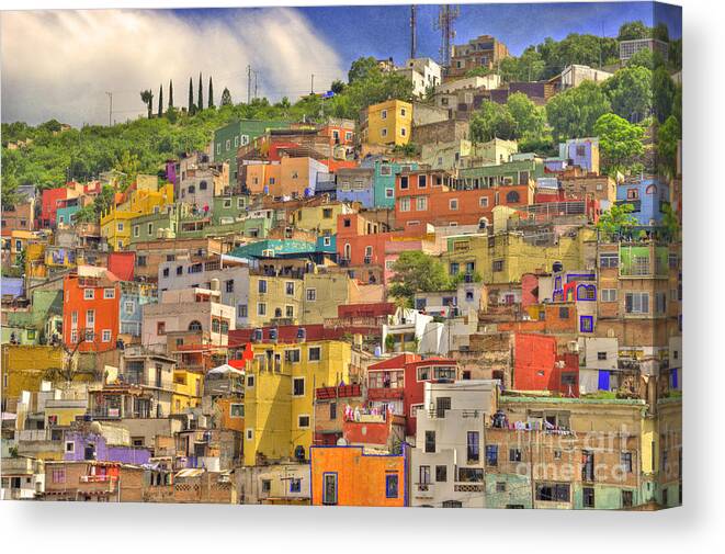 Architecture Canvas Print featuring the photograph Guanajuato Hillside by Juli Scalzi