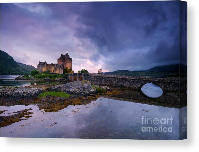 Castle Canvas Print featuring the photograph Guardian of the Lake by David Lichtneker
