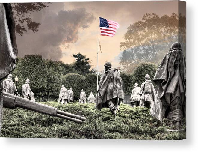 Korean War Memorial Canvas Print featuring the photograph Guardians by JC Findley