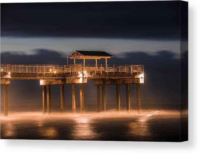 Alabama Canvas Print featuring the photograph Gulf Shore State Park Pier Blue Hour by John McGraw