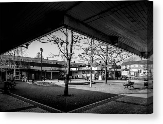 Hale Barns Precinct Canvas Print featuring the photograph Hale Barns Square as it used to be by Neil Alexander Photography