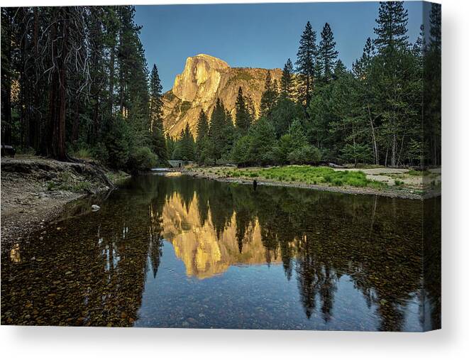 California Canvas Print featuring the photograph Half Dome from the Merced by Peter Tellone