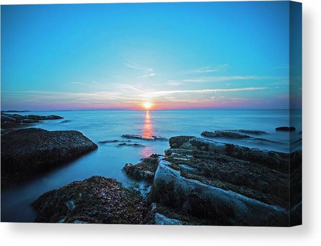 Halibut Canvas Print featuring the photograph Halibut Point State Park Sunset in Rockport MA by Toby McGuire