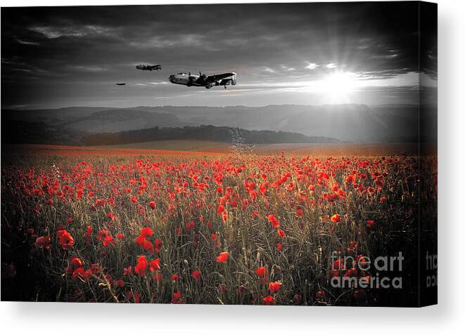 Handley Page Halifax Canvas Print featuring the digital art Halifax Bomber Boys by Airpower Art