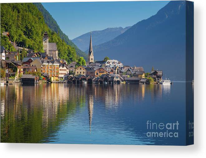 Alpine Canvas Print featuring the photograph Hallstatt Reflections by JR Photography