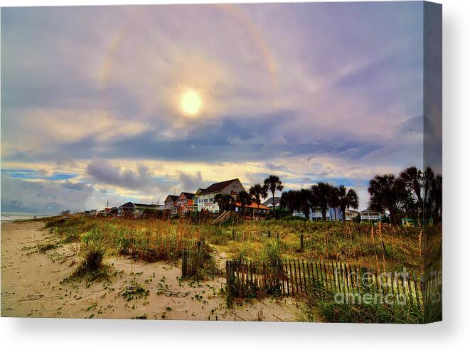 Beach Canvas Print featuring the photograph Halo Around The Sun by Kathy Baccari