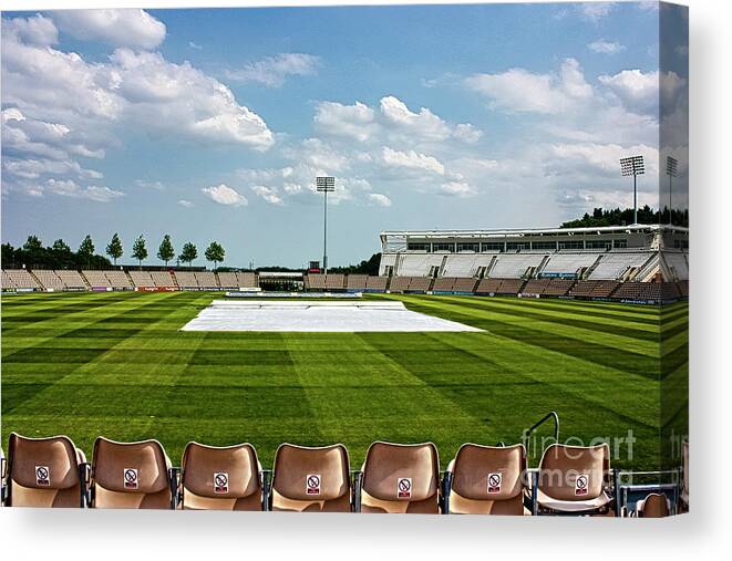 Ageas Bowl Canvas Print featuring the photograph Hampshire County Cricket Ground by Terri Waters