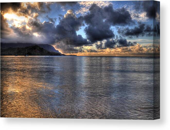 Hanalei Bay Pier Canvas Print featuring the photograph Hanalei Bay HDR by Kelly Wade