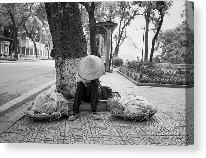 Vietnam Canvas Print featuring the photograph Hanoi Street Vendor by Dean Harte