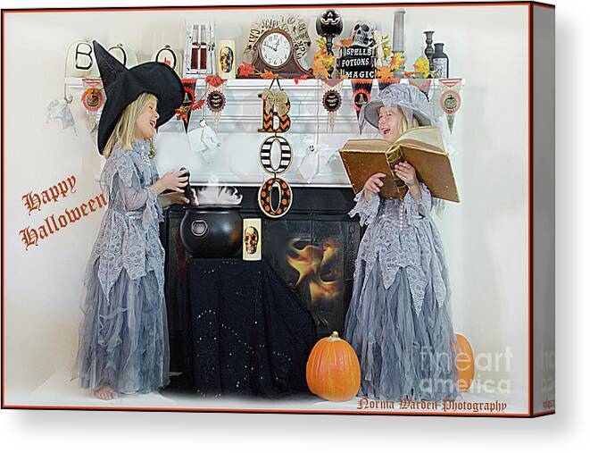 Norman Rockwell Canvas Print featuring the photograph Happy Little Witches by Norma Warden