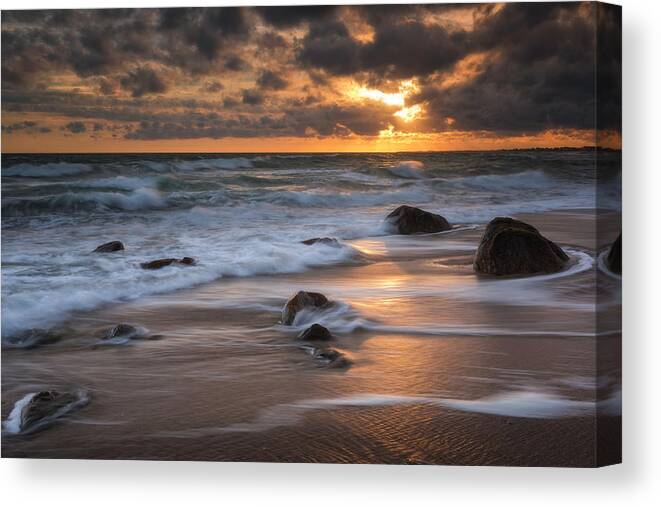 Rhode Island Seascapes Canvas Print featuring the photograph Harbinger by Kim Carpentier