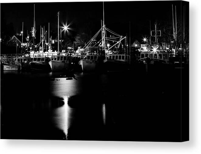 Portsmouth Canvas Print featuring the photograph Harbor at Night by Natalie Rotman Cote