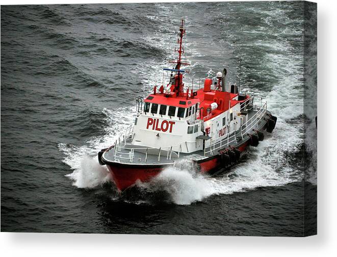 Tug Boat Canvas Print featuring the photograph Harbor Master Pilot by Allen Carroll