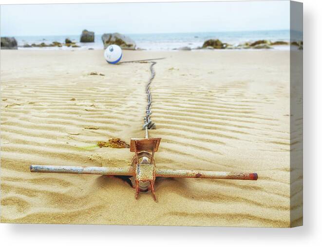 Harborview Beach Canvas Print featuring the photograph Harborview Beach Anchor by Marisa Geraghty Photography