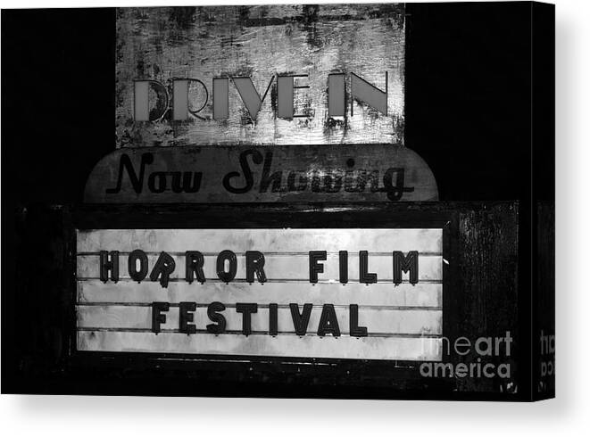 Horror Film Festival Canvas Print featuring the photograph Haunted drive in by David Lee Thompson