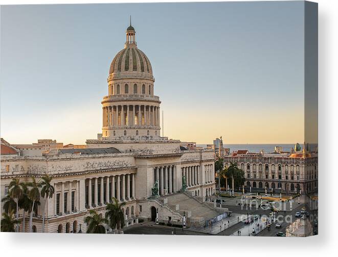 Capitolio Canvas Print featuring the photograph Havana Capitolio by Jose Rey