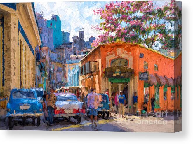 Cuba Canvas Print featuring the digital art Havana In Bloom by Les Palenik