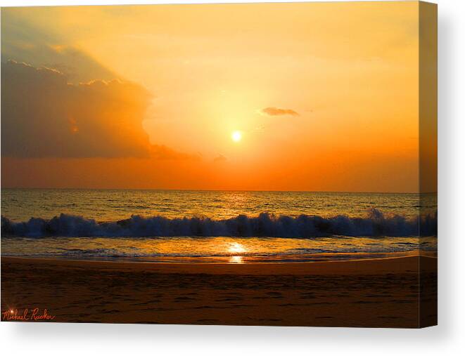 Sunset Canvas Print featuring the photograph Hawaiian Beach by Michael Rucker