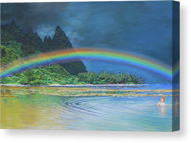 Rainbow Canvas Print featuring the painting Hawaiian Rainbow by Tommy Midyette