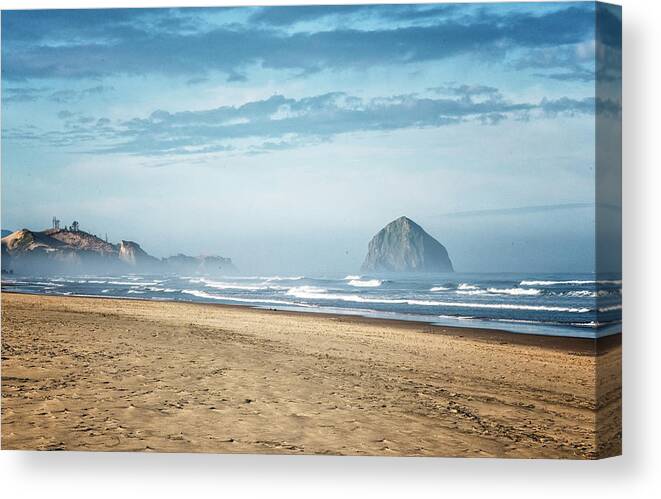 Oregon Coast Canvas Print featuring the photograph Haystack Rock Pacific City by Tom Singleton