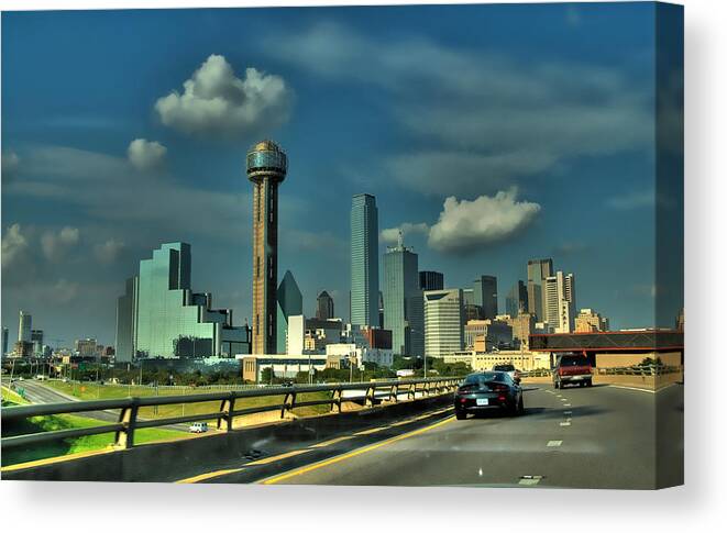 Texas Canvas Print featuring the photograph Heading to Downtown Dallas by Dyle  Warren
