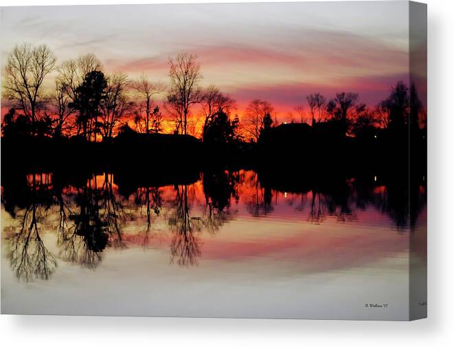 2d Canvas Print featuring the photograph Hearns Pond Dusk Silhouette by Brian Wallace