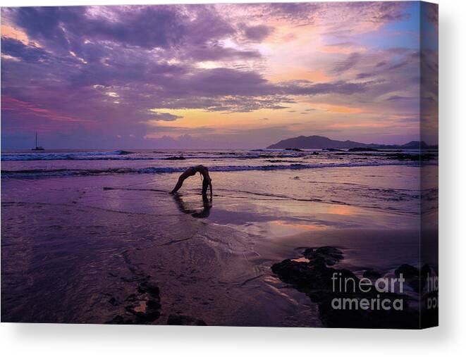 Yoga Canvas Print featuring the photograph Heart in the sea. Costa Rica by Ksenia VanderHoff