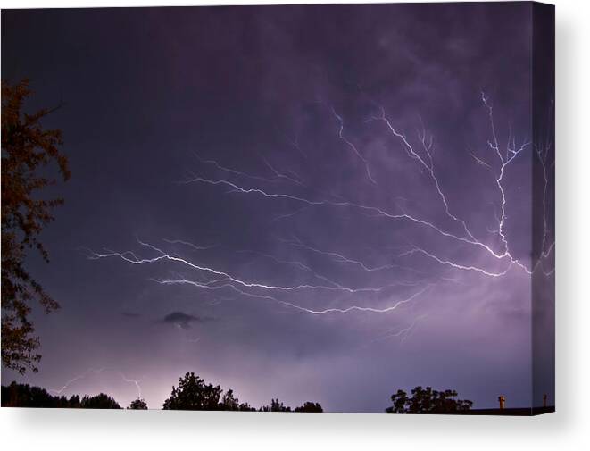 Lightning Canvas Print featuring the photograph Heat Lightning by Amber Flowers