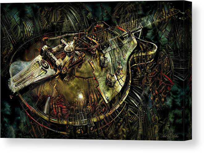Heavy Metal Canvas Print featuring the mixed media Heavy Metal Guitar by Lilia S