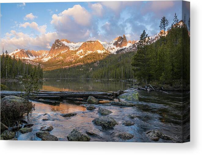 Hell Roaring Canvas Print featuring the photograph Hell Roaring Lake Sunrise by Aaron Spong