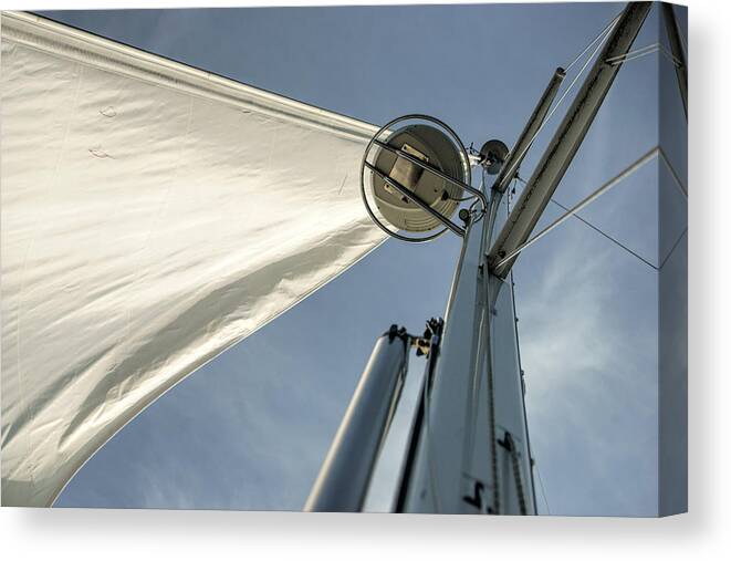 Helyard Canvas Print featuring the photograph Mast Halyard and Sail by Jean Macaluso