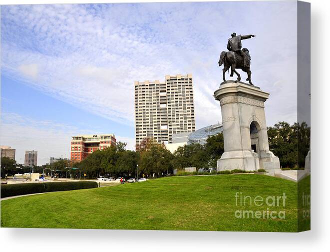 Sam Houston Canvas Print featuring the photograph Herman Park by Andrew Dinh
