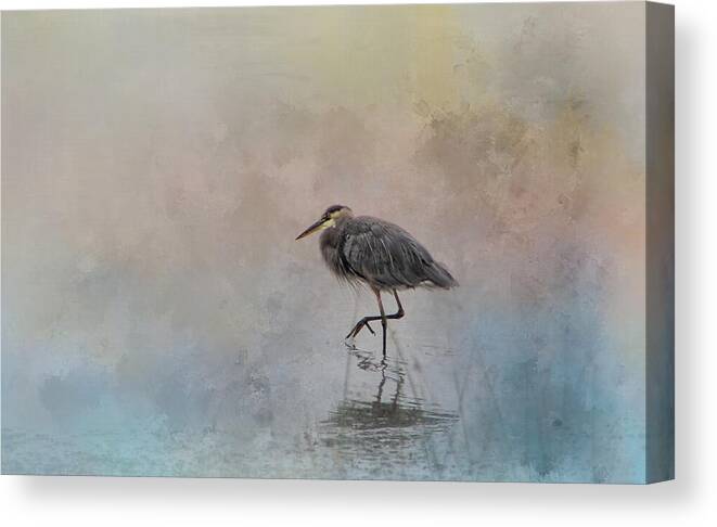 Heron Canvas Print featuring the photograph Through the Mist by Marilyn Wilson
