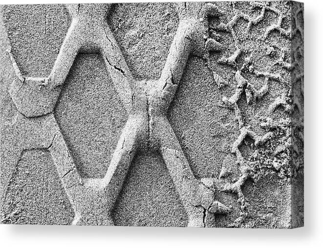 Tire Track Canvas Print featuring the photograph Hexagon by Joseph S Giacalone