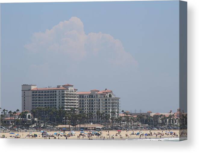 Cumulus Cloud Canvas Print featuring the photograph High Cumulus Cloud Over Huntington Beach by Colleen Cornelius