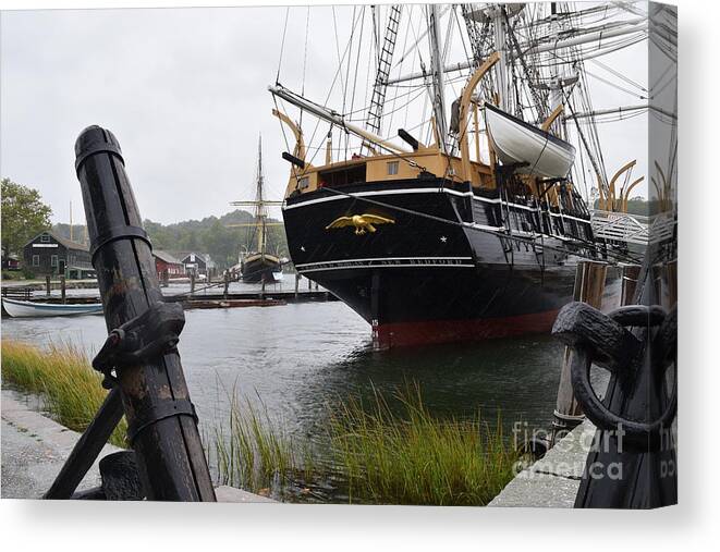 Mystic Seaport Canvas Print featuring the photograph High Tide by Leslie M Browning