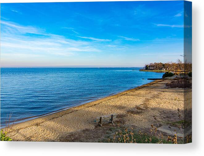 Landscape Canvas Print featuring the photograph Hillsmere Beach on the Chesapeake by Charles Kraus