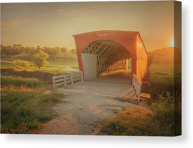 Hogback Bridge Canvas Print featuring the photograph Hogback Covered Bridge by Susan Rissi Tregoning