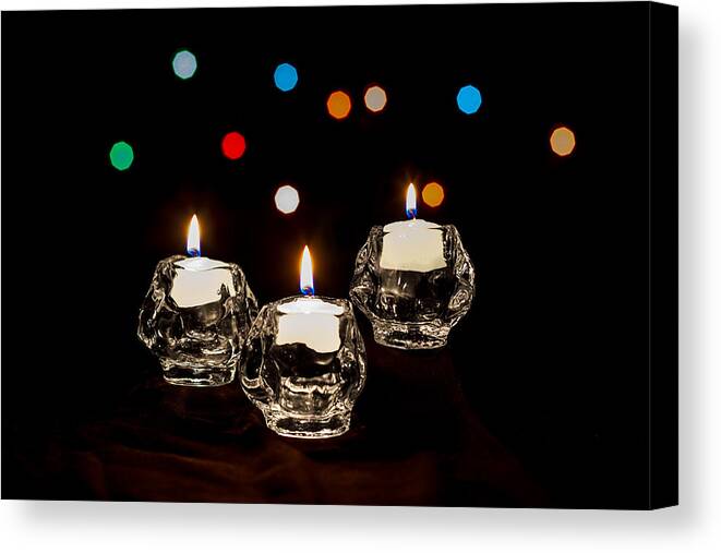 Bokeh Canvas Print featuring the photograph Holiday Candles by Ed Clark
