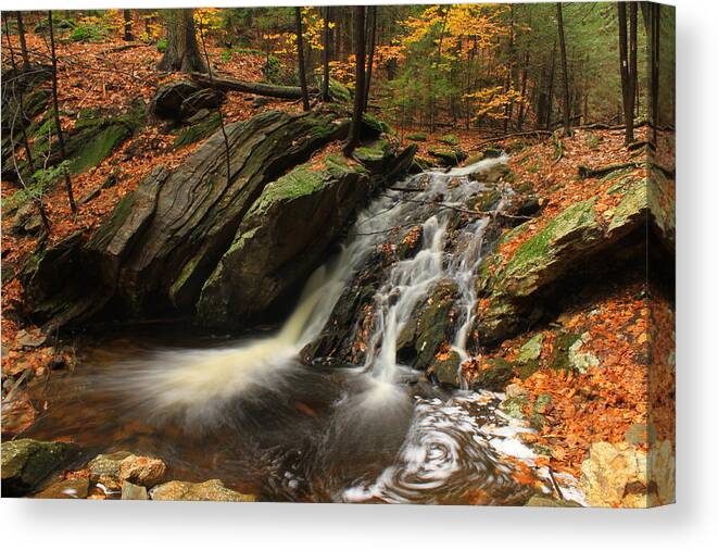 Waterfall Canvas Print featuring the photograph Holland Glen Waterfall in Autumn by John Burk