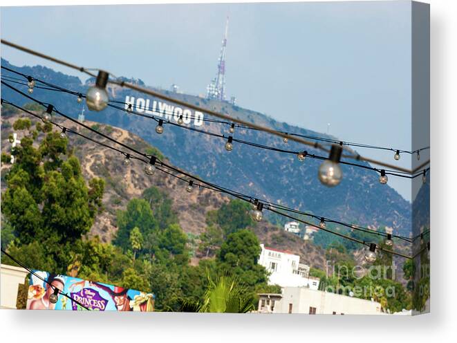Hollywood Canvas Print featuring the photograph Hollywood sign on the hill 1 by Micah May