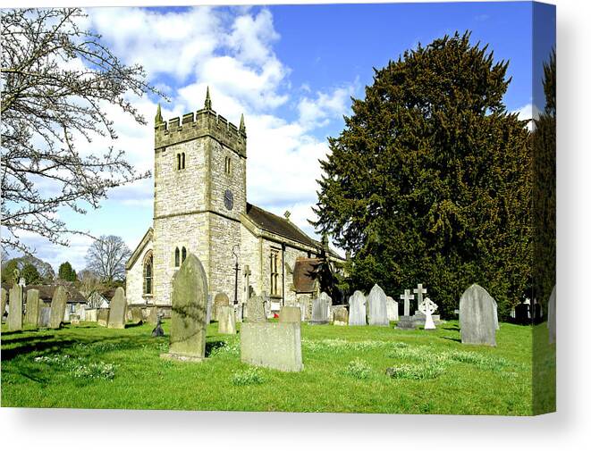 Derbyshire Canvas Print featuring the photograph Holy Trinity Church - Ashford-in-the-Water by Rod Johnson