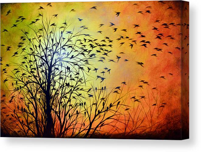 Birds Canvas Print featuring the painting Homeward by Amy Giacomelli