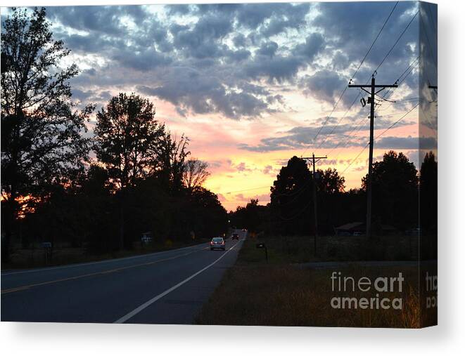 Homeward Bound Evening Sky Canvas Print featuring the photograph Homeward Bound Evening Sky by Karen Francis